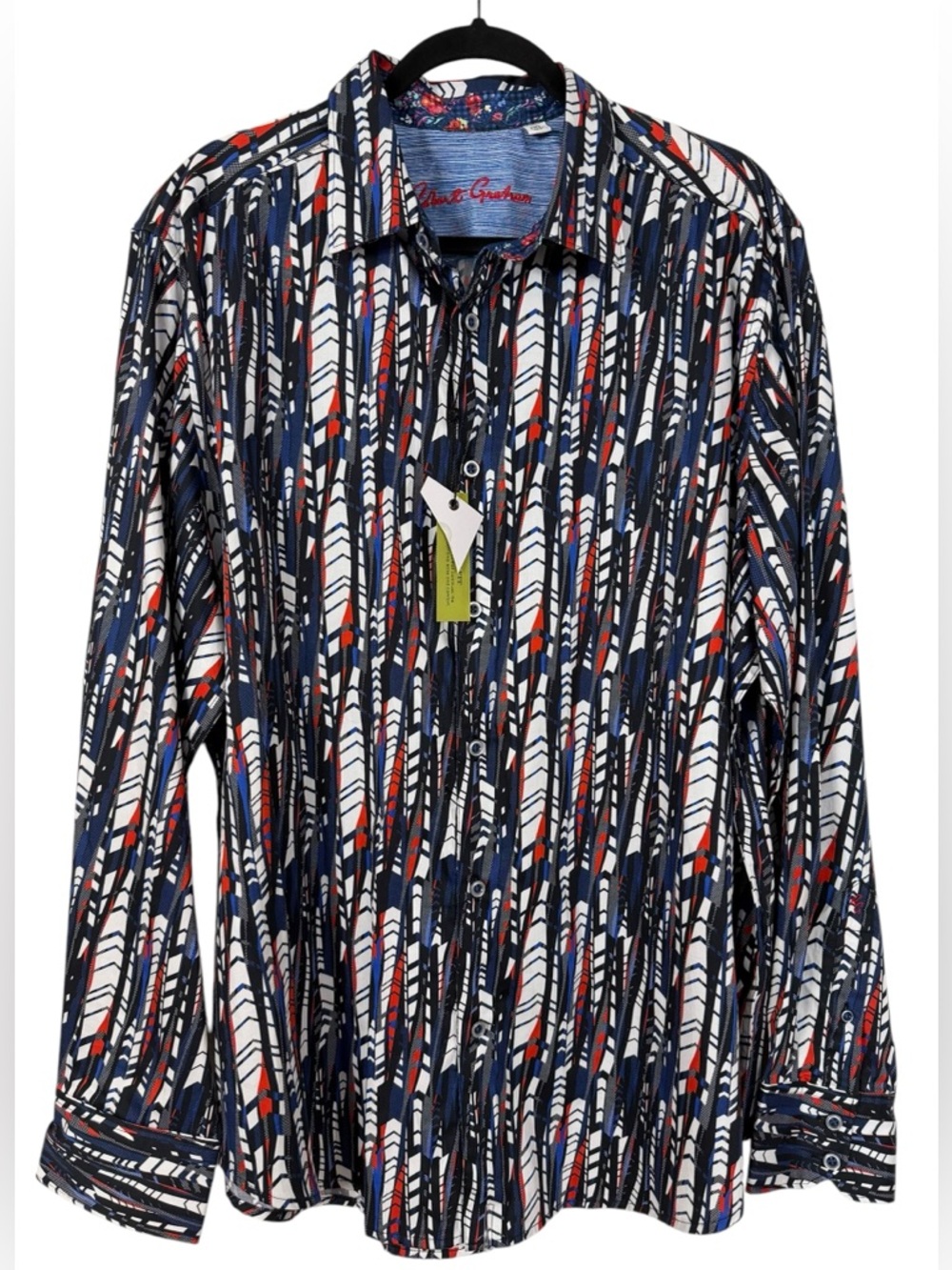 NWT Robert Graham Fort Myers Button Shirt Multicolor Abstract Long Sleeve 2XL